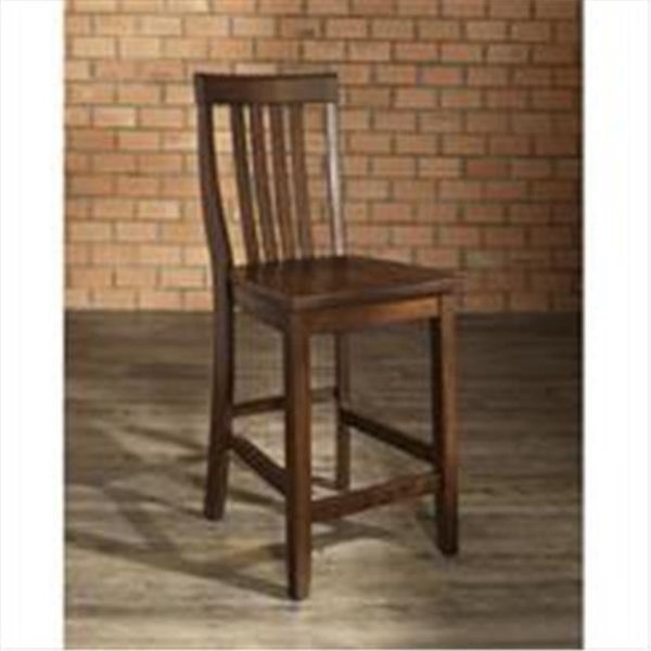 Modern Marketing Crosley Furniture CF500324-MA School House Bar Stool in Vintage Mahogany Finish with 24 Inch Seat Height. CF500324-MA